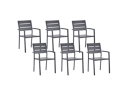 Conjunto De 6 Cadeiras De Jardim Beliani Vernio De Madeira Plástica Preto 54x57x88
