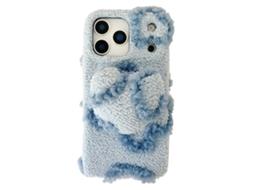 Capa Para Iphone 17 Pro Max Com Coração 3d Em Tpu Macio E Aconchegante Para O Inverno - Azul