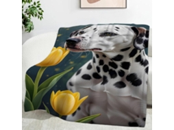 Manta Tulipa Dálmata 130x150 Cm Multifuncional Macia Confortável em Flanela Ideal para Cama Escritório Cochilo