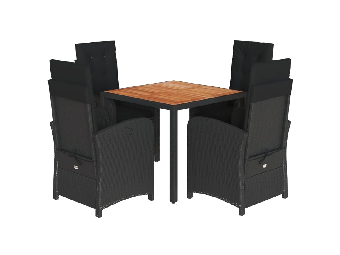 Garden Dining Set, Garden Dining Sets Vidaxl Preto Rattan / Vime (mesa Com 90 Cm De Comprimento)