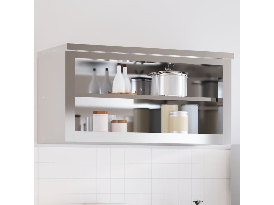 Vidaxl Armário De Parede Para Cozinha Com Prateleira Aço Inoxidável
