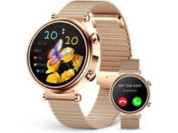 Relógio inteligente feminino Bestvite com tela AMOLED de 1,27 polegadas, rastreador de atividades físicas, monitor de frequência cardíaca e sono, à prova d'água.
