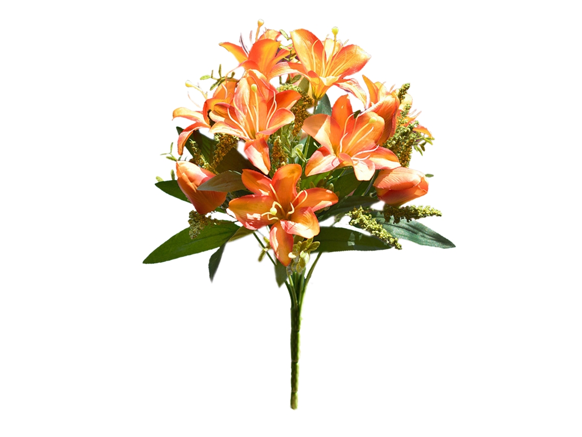 Flor Artificial Laranja Lirio Tulipa Decorativa Memorial