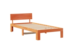 Conjunto 1 Estrutura De Cama Moderna Vidaxl Castanho Madeira De Pinho Maciça (90 X 200 Cm)