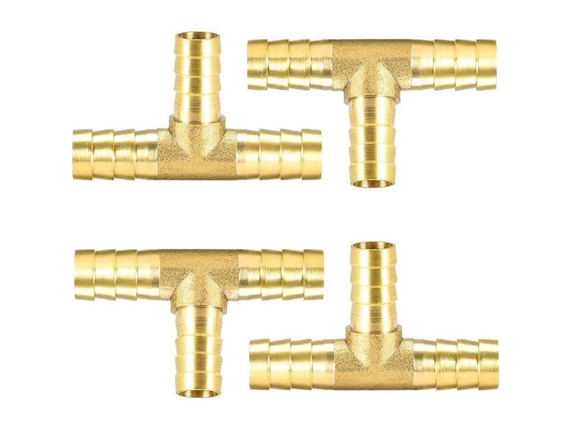 Conector De Mangueira De Latão 3 Vias 4pcs 8mm Para Ar Compresso Óleo Gás E Combustível
