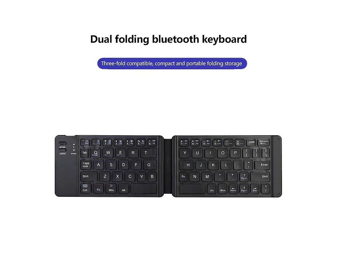 Mini Teclado Sem Fio Bluetooth Dobrável E Recarregável Everley891