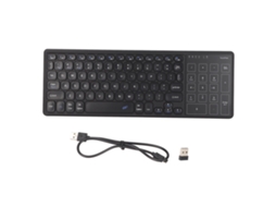 Teclado Sem Fio Com Touchpad Numérico 2.4g Usb Plug And Play Preto