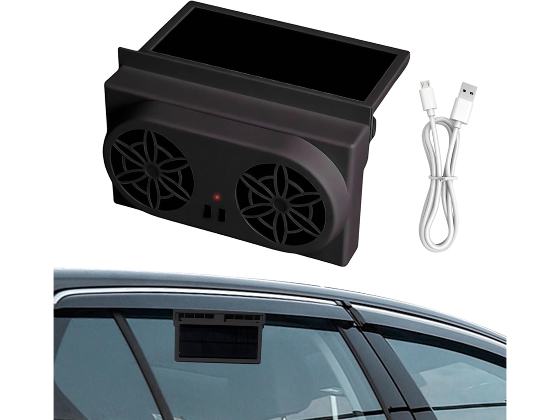 Ventilador Solar Para Carro, Ventilador Com Bateria Recarregável