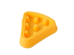 Tigela para Animais de Estimação, de Plástico para Cães, Estilo Pizza de Desenho Animado, para Alimentação Lenta, Amarela AQUAFORGE