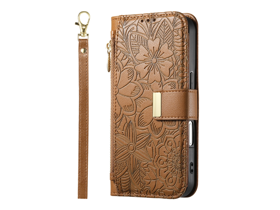 Capa Para Moto G06/g06 Power - Material Em Pele Pu, Design Com Fecho Magnético Na Parte Superior Marrom Panoona