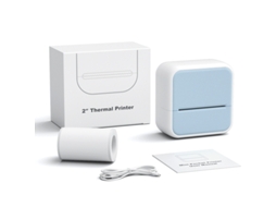 Impressora Térmica Portátil Com Bluetooth, Função De Modelo De Aplicativo, Azul, Com 5 Bobinas De Papel