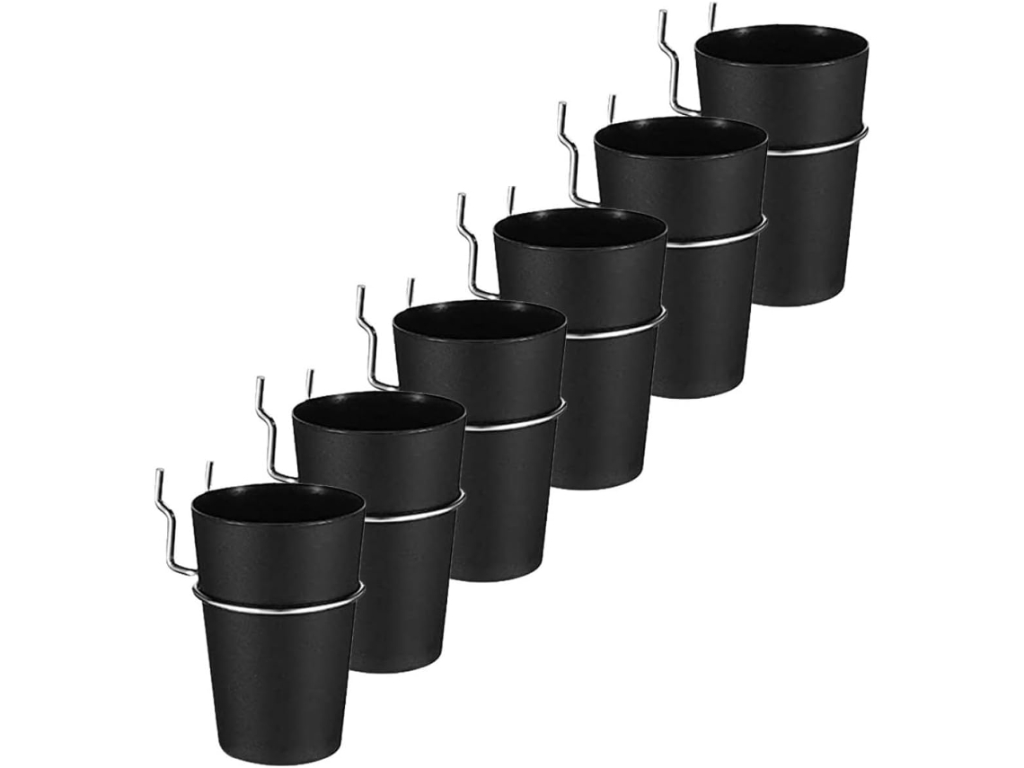 Healvian Conjunto De 6-copos Pequenos Pretos 1-polegada Com Anel Painel Perfurado, Organizador De Ferramentas E