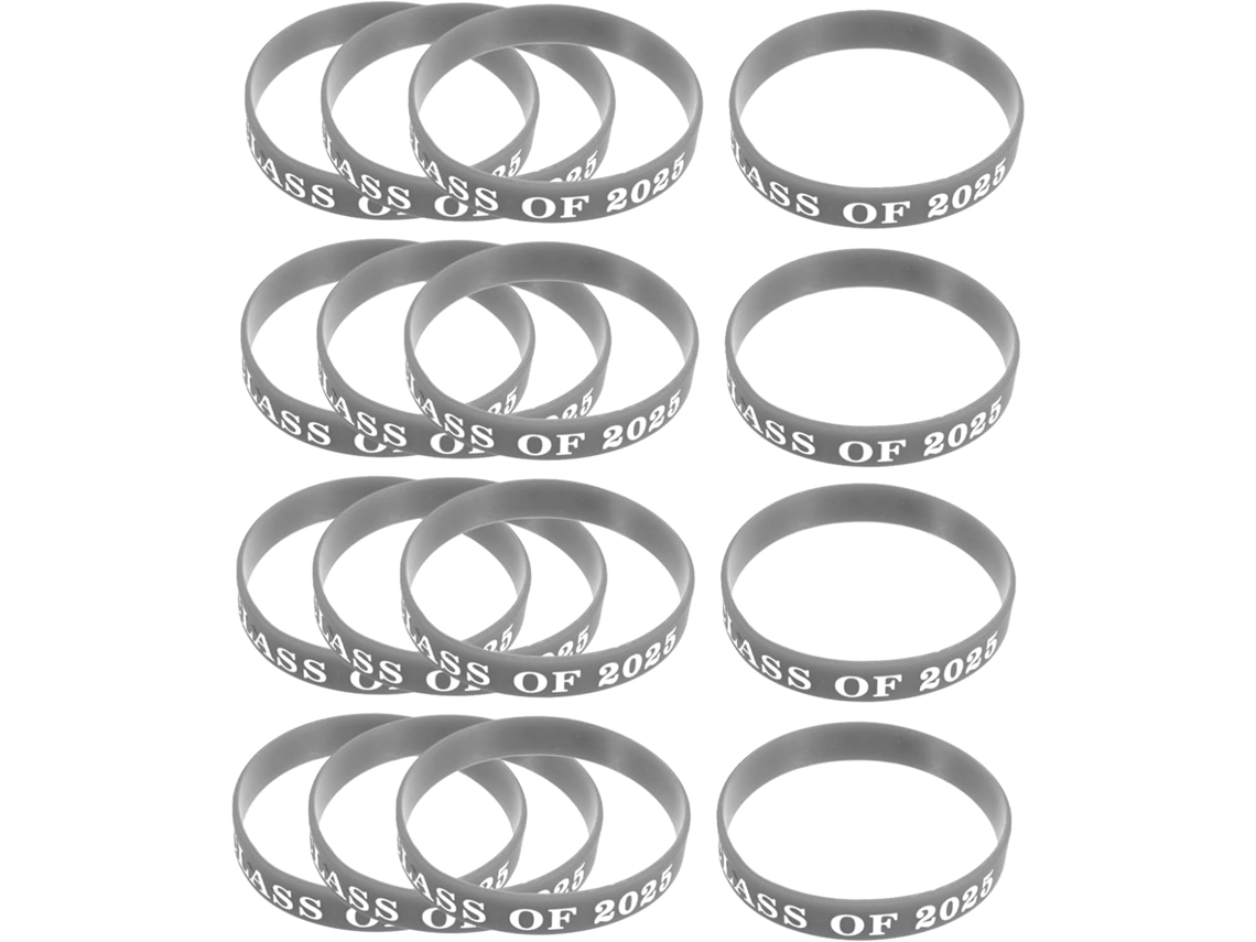 24-Pulseiras De Silicone Femininas, Macias E Duráveis, Lembrancinhas De Formatura Para A Turma 2025, Na Cor Prata