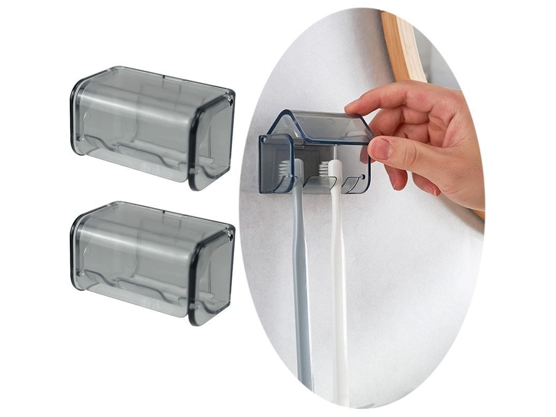 Suporte para escova de dentes 2 slots com fixação em parede, 2 unidades | S/MARCA