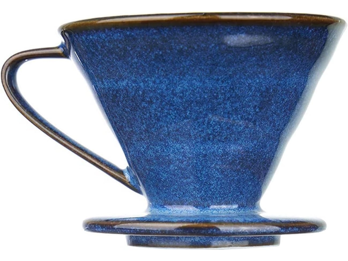 Filtro De Café Sofisticado Em Cerâmica Azul Esmaltada - Caneca Térmica Espessa Que Preserva Naturalmente