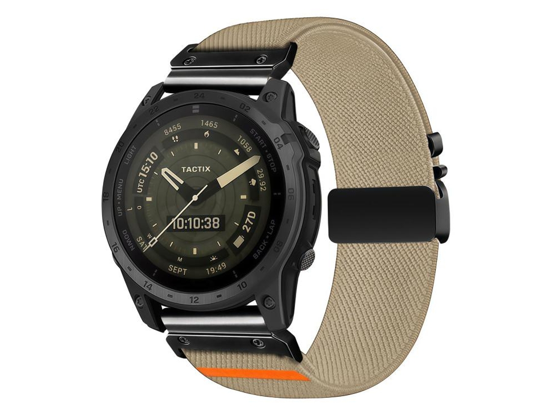 Bracelete para Garmin Nylon elástico com trama diagonal e fivela de paraquedas chá com leite XIAOMOYU