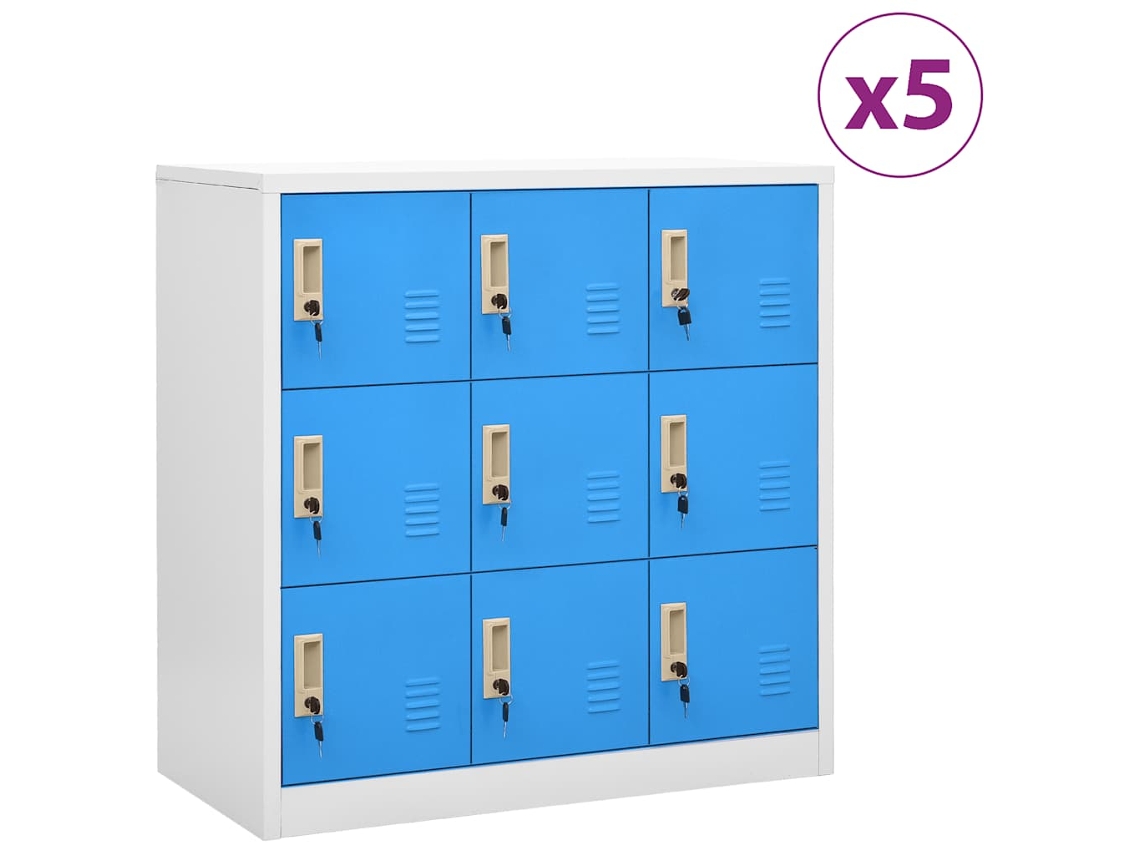 Vidaxl Cacifos 5 Pcs 90x45x92,5 Cm Aço Cinzento-claro E Azul