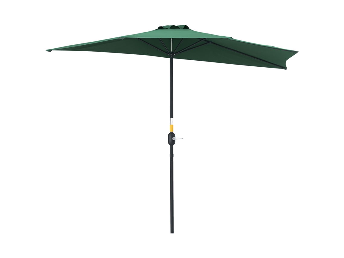 Guarda chuva de Parede Semicircular 2,7x2,4 M com Abertura de Manivela em Poliéster. Verde Ge