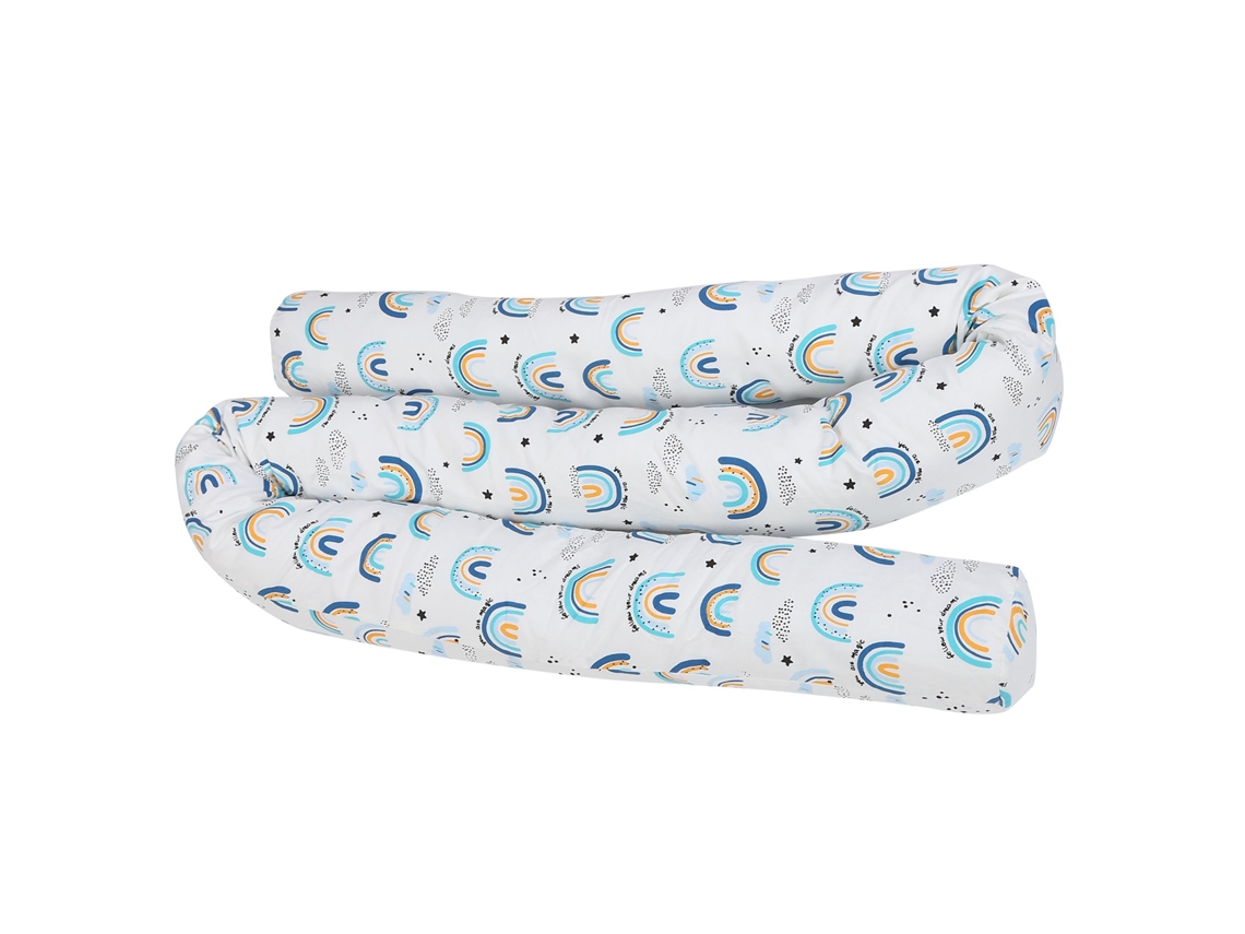 Mali almofada Protetora de Cama Bebê Algodão Macio Lavável Segurança 240x12cm Azul