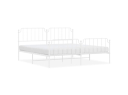 Estrutura de Cama com Cabeceira e Pés Metal Branco MAISON EXCLUSIVE 193x203 cm