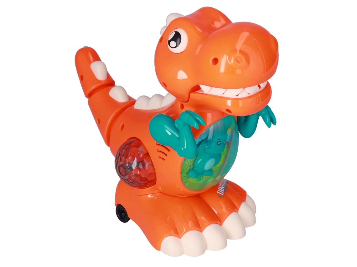 Primerox modelo de Tiranossauro Elétrico Interativo com Luz e Música para Crianças Acima de 3 Anos Laranja