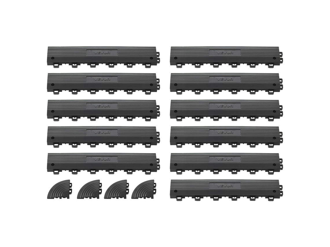 Kit de bordas de transição modulares intertravadas para pisos de garagem, 11 peças, VEVOR