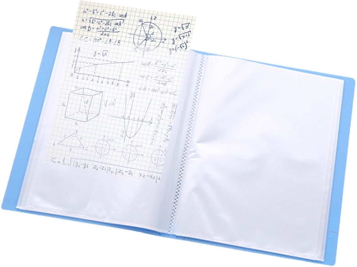Pasta para apresentação de livros A5 com 60 sacos transparentes, pasta plástica para projetos, 22,5 x 16,5 cm, para