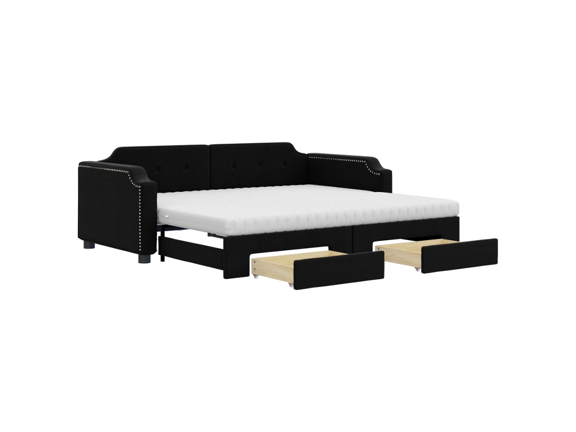 Daybed With Trundle, Daybeds With Trundles Vidaxl Preto Tecido (90 X 200 Cm)