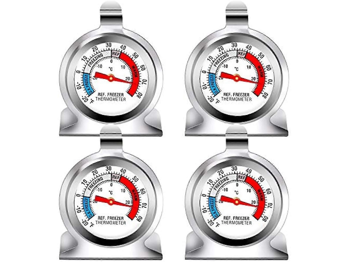 Ruisita 4 Pack Geladeira Termômetro Série Clássica Grande Dial de Temp Eratura com Gancho Suspensão GOKOCO