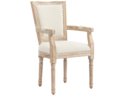 Cadeira De Jantar. Cadeira De Cozinha. Decoração Cravejada. Estilo Casa De Campo Francesa. Madeira De Borracha. Branco Cremoso. 54,5 X 59 X 96cm
