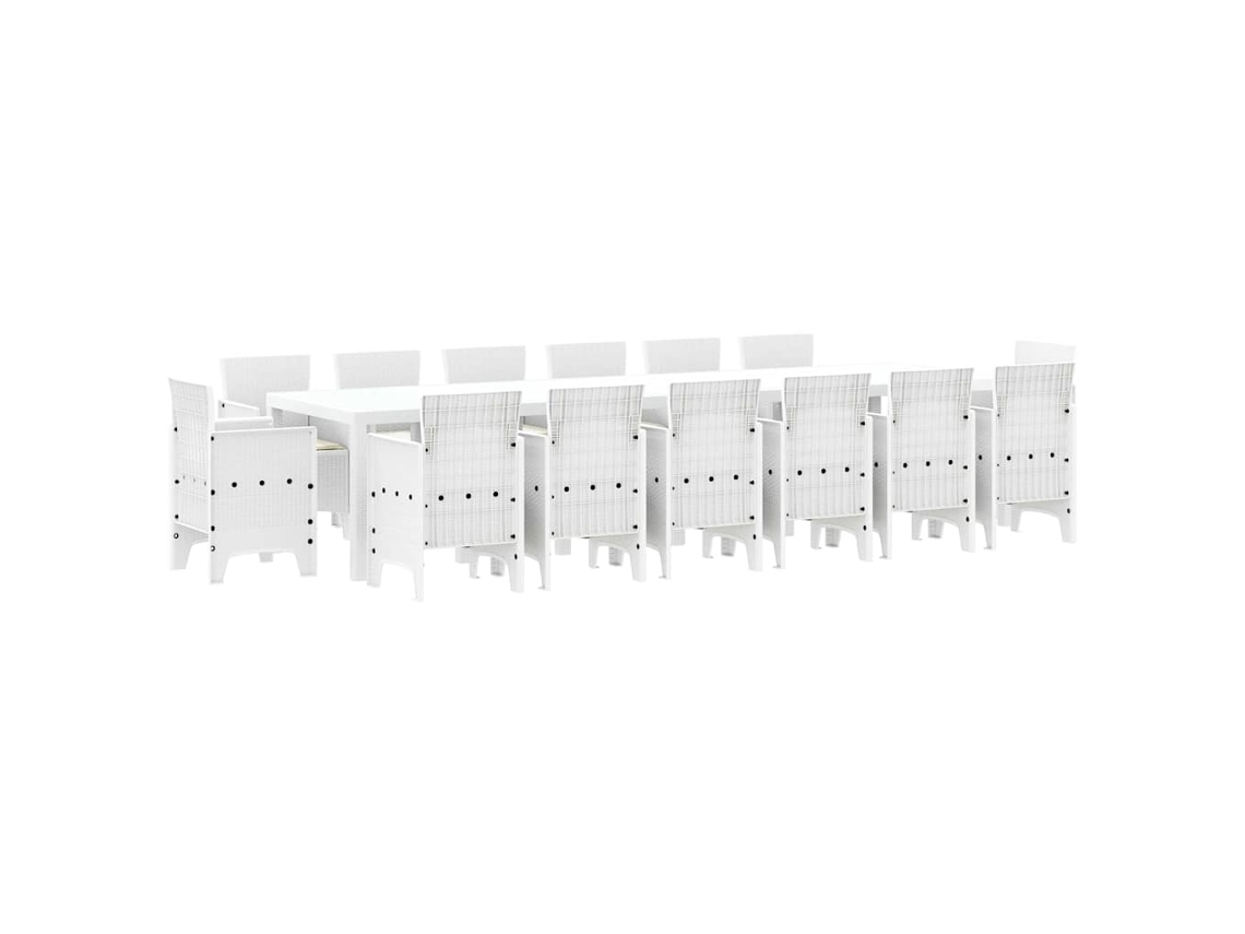 Maison Exclusive - Conjunto De Jantar Para Jardim 15 Pcs Branco Rattan Polt
