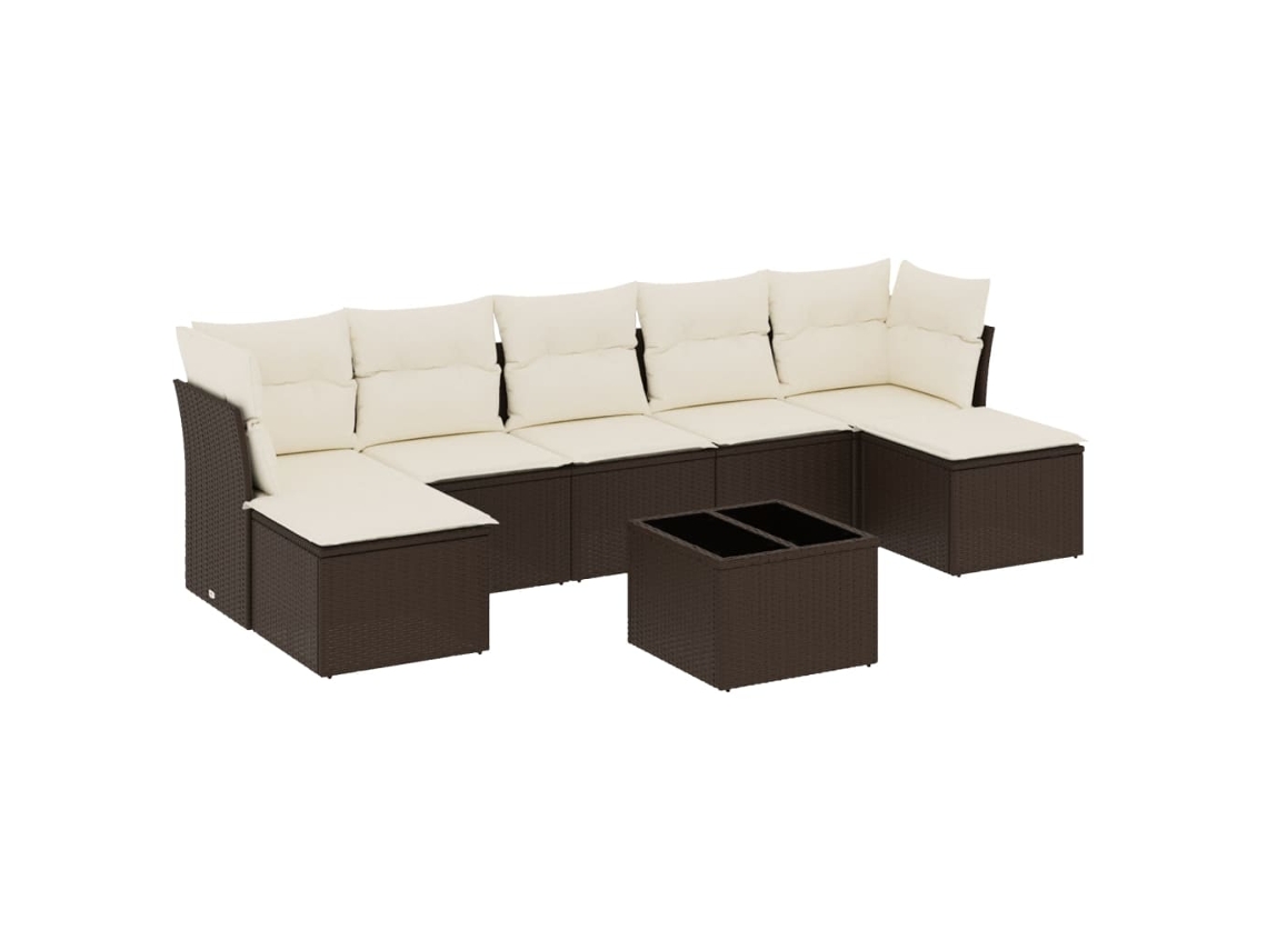 Maison Exclusive - 8 Pcs Conjunto Sofás De Jardim C/ Almofadões Vime Pe Castanho