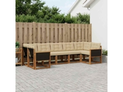 Vidaxl Conjunto De Sofás Para Exterior 7 Unid. Natural E Bege