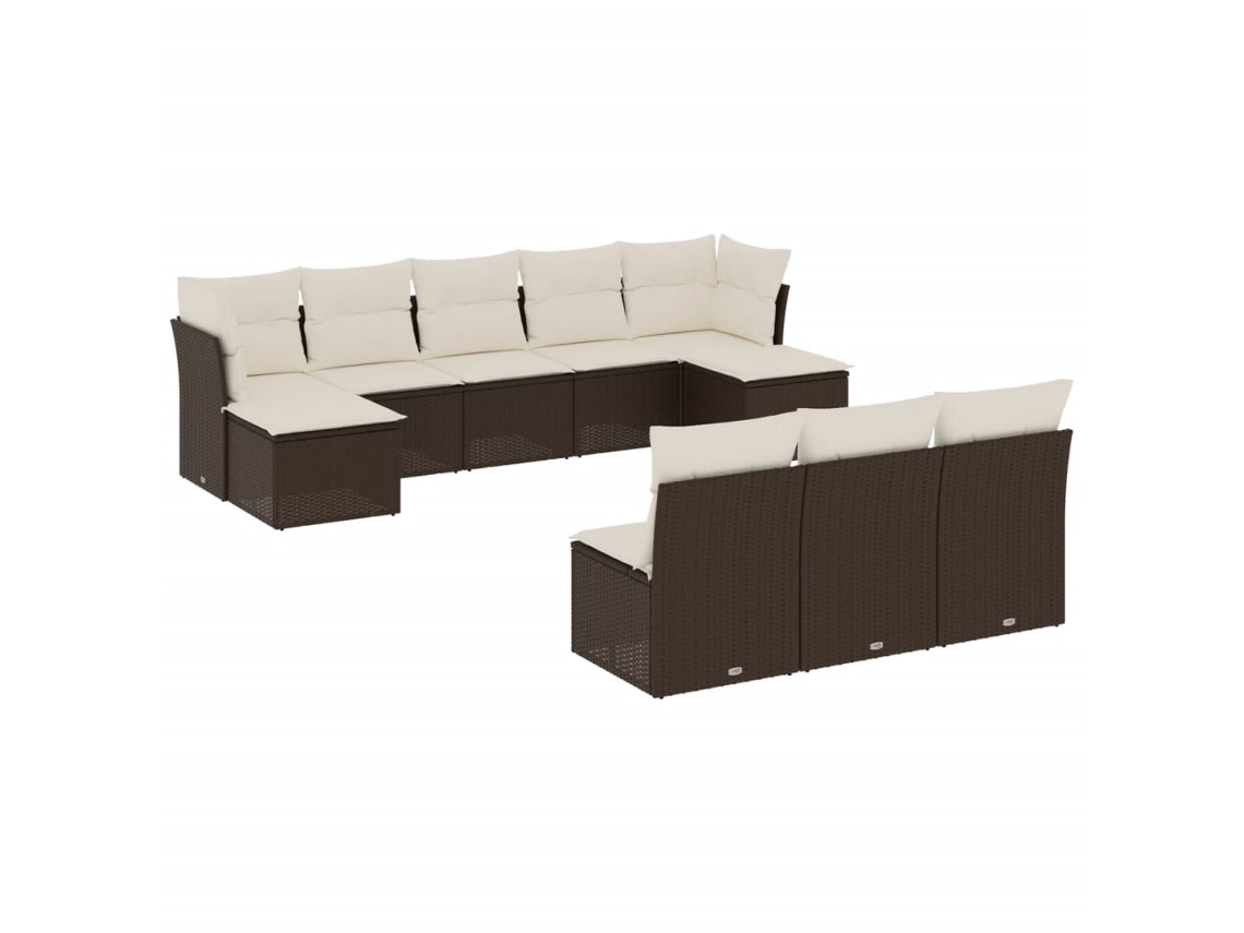 Conjunto de 10 Sofás Jardim com Almofadões Vime Pe Castanho MAISON EXCLUSIVE (10 pcs)