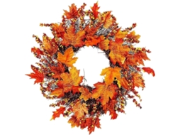 Guirlandas Outono Porta Entrada Guirlanda 45cm Decoração Parede Folhas Bordo Frutos Silvestres Varanda Interna GOKOCO