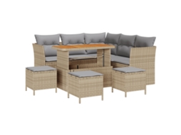 Conjunto 9 Conjunto De Sofá De Jardim Vidaxl Bege Vime Pe (110 X 55 X 71 Cm)