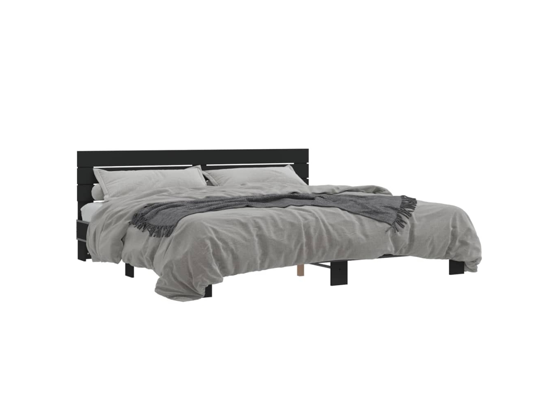 Bed Frame, Bed Frames Vidaxl Preto Madeira Processada (200 X 200 Cm)