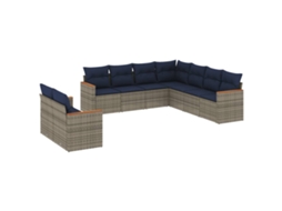 Conjunto de Sofá de Jardim, 9 Peças, Almofadas, Rattan Cinza MAISON EXCLUSIVE