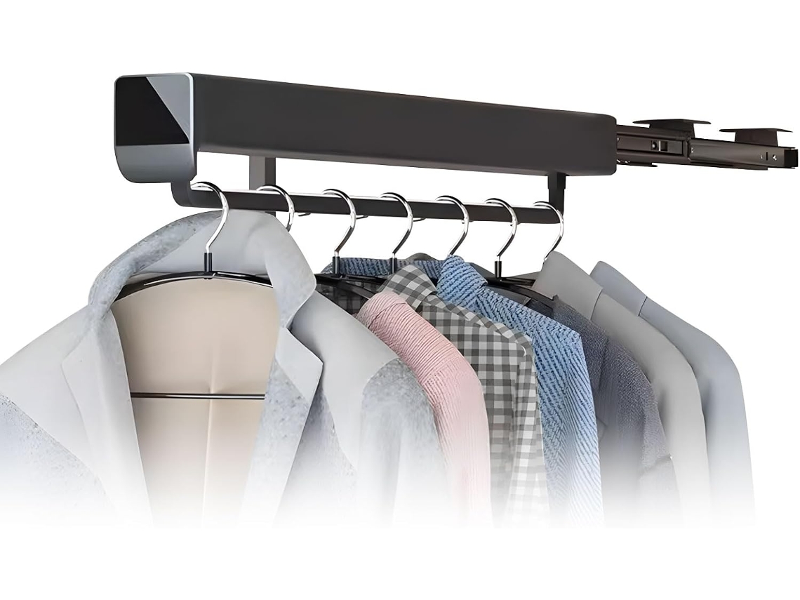Cabide Extensível De Alumínio Com Abertura Deslizante Para Organizar Roupas, Guarda Roupas E Closets Extensão Silenciosa