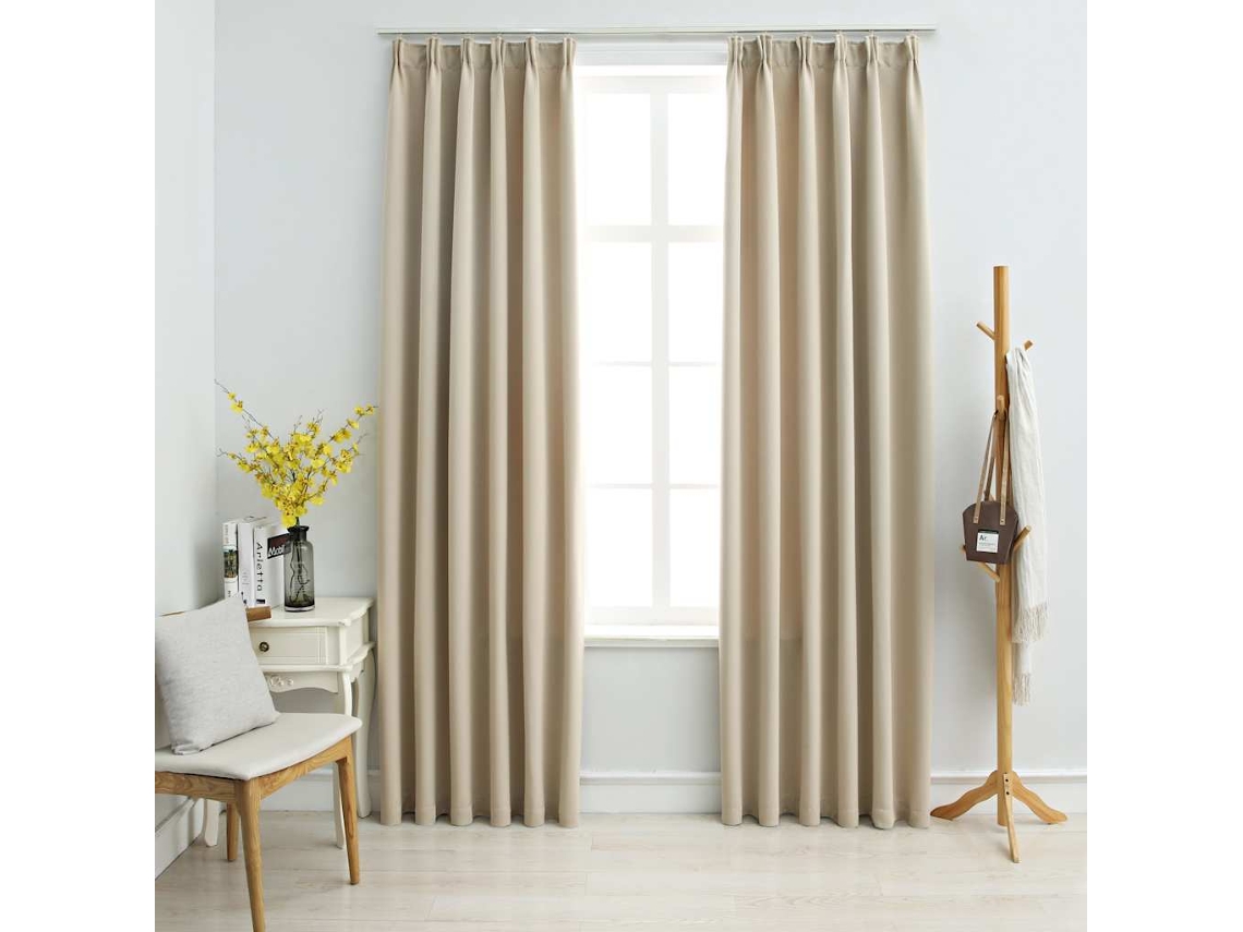 2 Pcs Cortinas Blackout Com Ganchos 2 140x225 Cm Bege