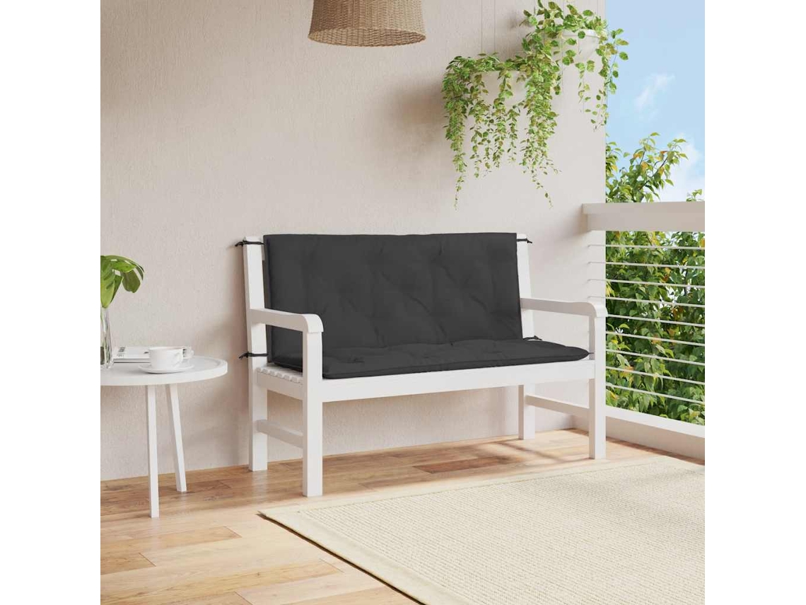 Vidaxl Almofadão Banco De Jardim 120x(50+50)x7cm Tecido Oxford Preto