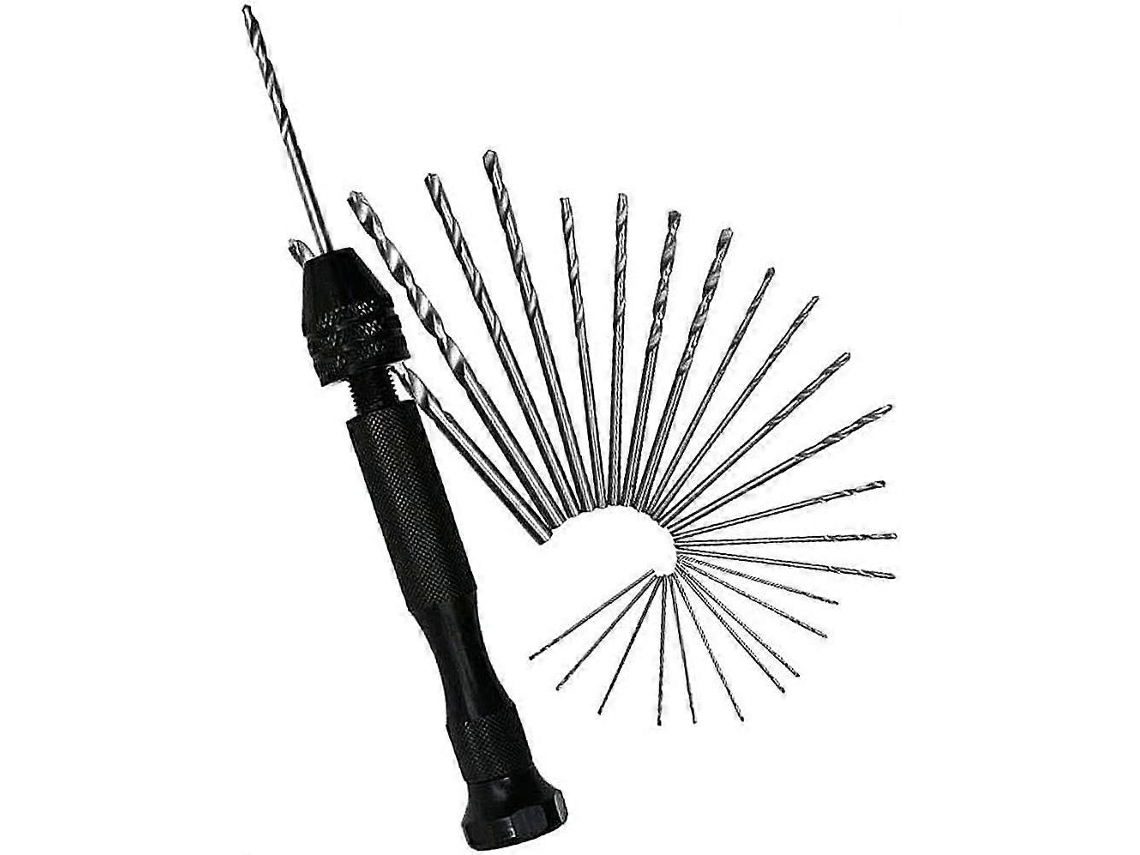 Taladro manual mini, 26 piezas, brocas de torsión, para madera, joyería, nueces, ámbar | S/MARCA