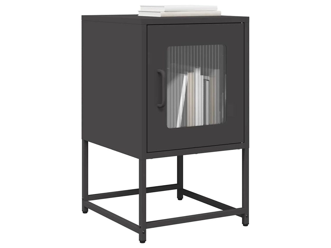 Vidaxl Mesa De Cabeceira 36x39x60,5 Cm Aço Laminado A Frio Preto