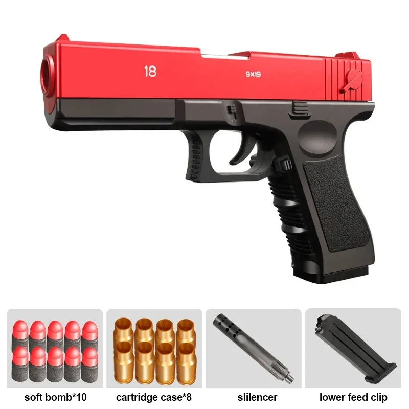 Pistola de Brinquedo de Bola Macia, Adequada para Brincadeiras Ao Ar Livre de Meninos e Meninas. MDUG (vermelho)