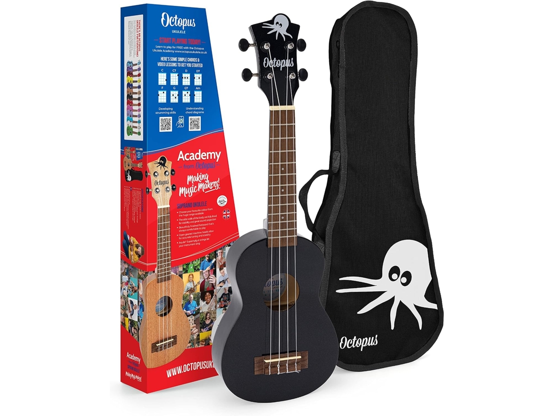 Ukelele Soprano Uk205 Octopus Em Madeira Cor Preta