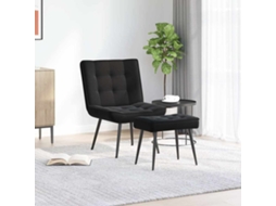 Vidaxl Cadeira De Descanso Com Banco Veludo Preto