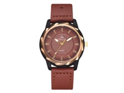 Relógio Analógico de Quartzo Masculino Pulseira de Couro Pu Luxo Presente Negócio Marrom Claro