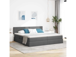 Vidaxl Cama Com Arrumação E Colchão Cinza Escuro 200 X 200 Cm Veludo