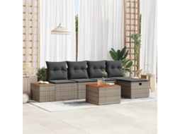 Vidaxl Conjunto De Sofá De Jardim 6 Unid. Cinzeto Vime Pe