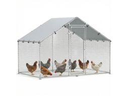 Galinheiro Metal 3x1,7x1,9m Cobertura Impermeável Uv Prata